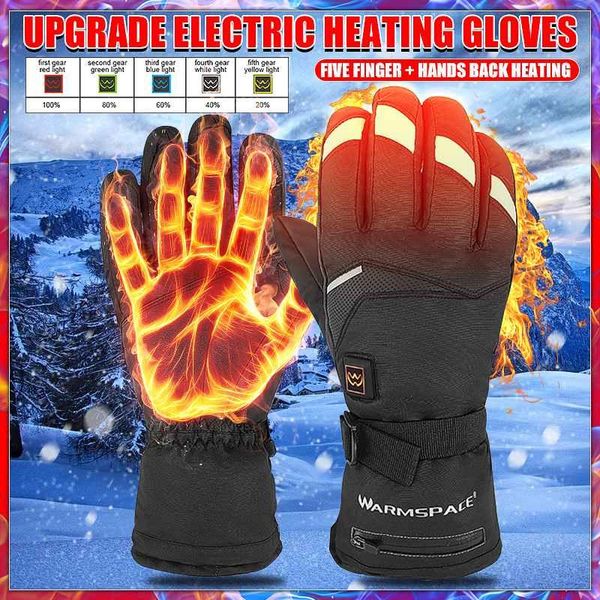 

ski gloves 5 gear temperature electric heated touch screen waterproof for motorcylce riding outdoor climbing skiing m/xl