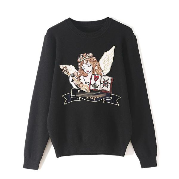 

women's sweaters pullovers queen tiger embroidered femmes luxury sweater female vintage terry colorful women jumper lady, White;black