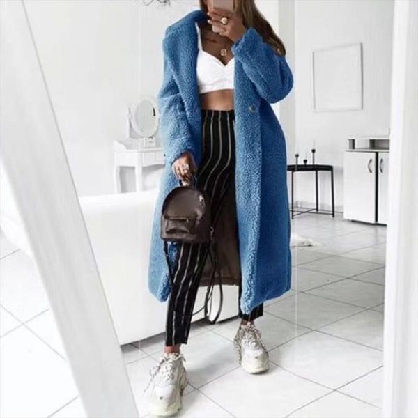 

2019 autumn and winter solid color woolen coat female mid long new korean temperament womens popular outerwear woolen coat, Black