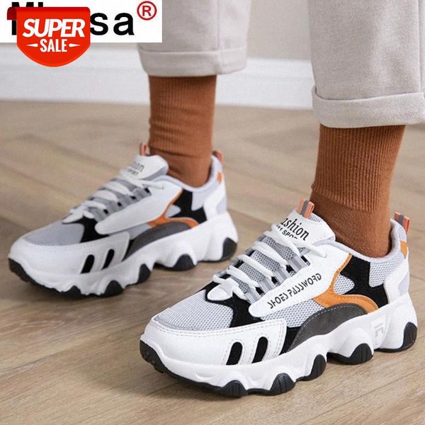 

2021 fashion women mesh breathable casual shoes spring new women sneakers walking comfort lace-up vulcanized shoes for woman #tm3e