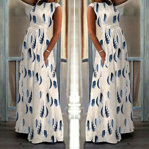 

vestido de festa longo women's dress ladies feather print sleeveless dresses long tunic maxi delicate a-line princess dresses, Black;gray