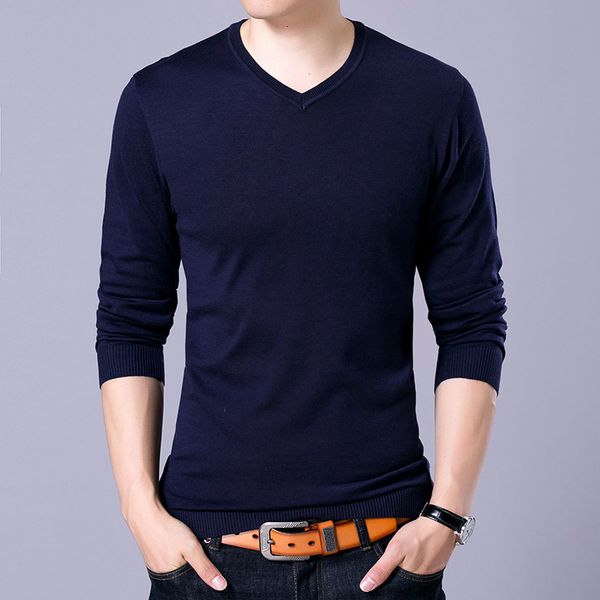 

brand men's pure color casual sweater wool v neckwear for male t-shirt kg-13, White;black