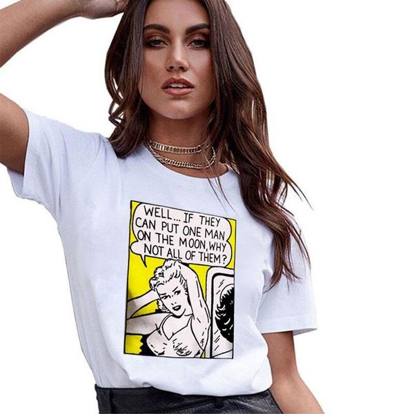 

fashion new women t-shirt casual female tee short sleeve tees shirt punk cartoon print women t-shirts, White