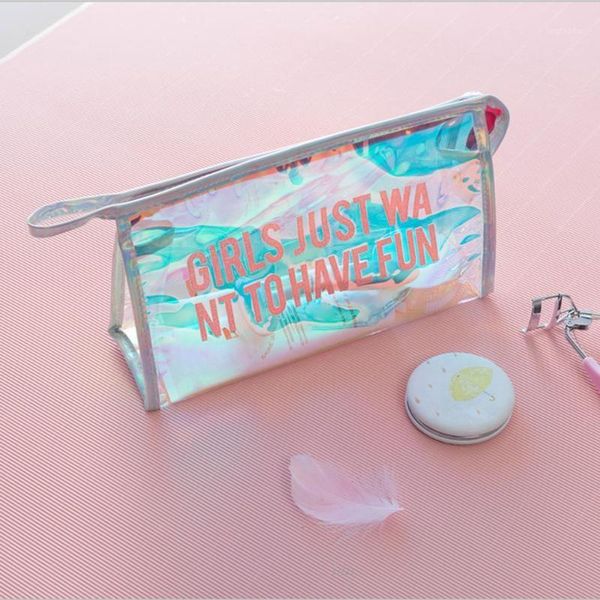 

storage bags portable women cosmetic laser color transparent zipper make up toiletry kit pouch travel accessories1