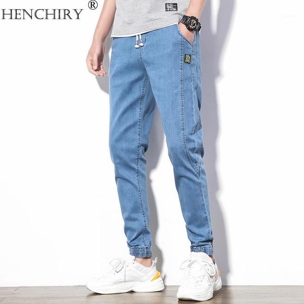 

henchiry 2020 fashion streetwear men's stretch jeans men's denim pants brand new style trousers slim-fit jeans qck8021, Blue