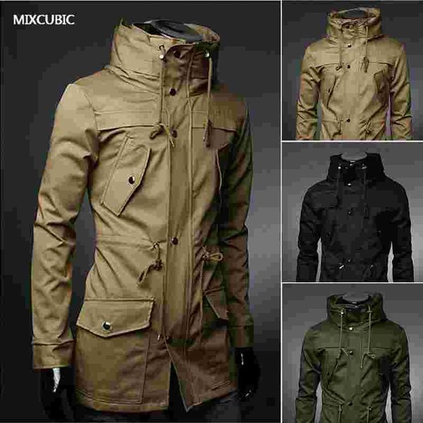

davidyue 2020 england style high collar jacket trench men army green business casual slim windbreaker for men coat jacket -xxxl, Tan;black