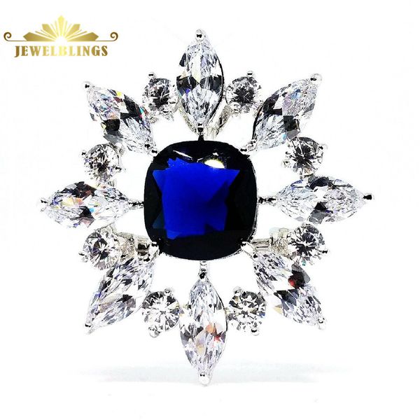 

queen victoria opens marquise flower cluster square cz stone center royal blue brooch art deco burst star pin for collar lapel 201009, Gray