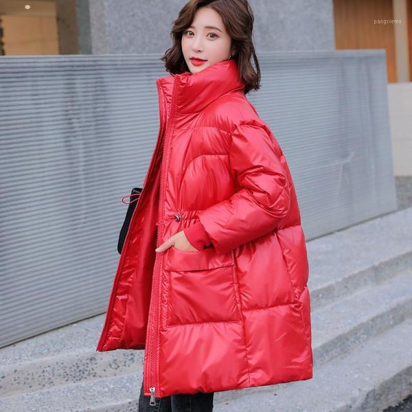 

waterproof stand collar long down cotton padded winter coat women loose plus size puffer jacket female warm snow parkas c67091, Black