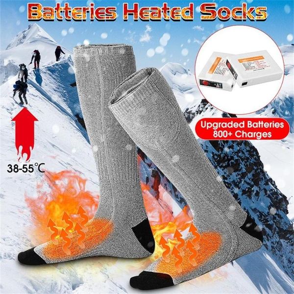 

sports socks 3.7v 2200mah lithium battery upgrade heating rechargeable adjustable electric double layer warm sock, Black