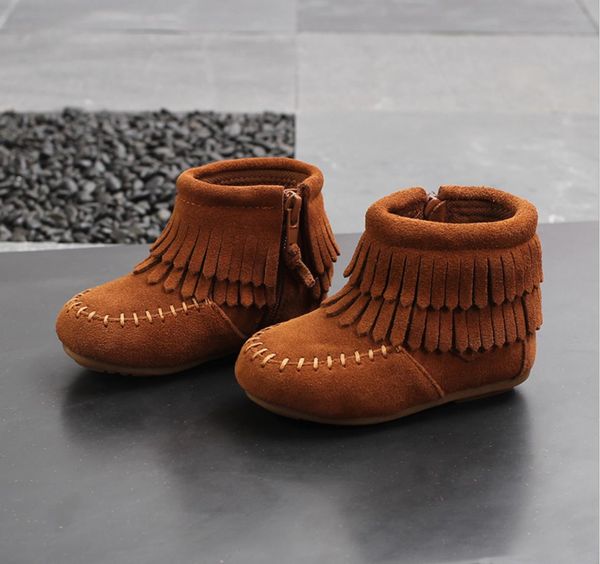 

baby girl shoes 2020 spring and autumn new children's leather fashion tassel boots girls baby cowhide short boots cashmere
