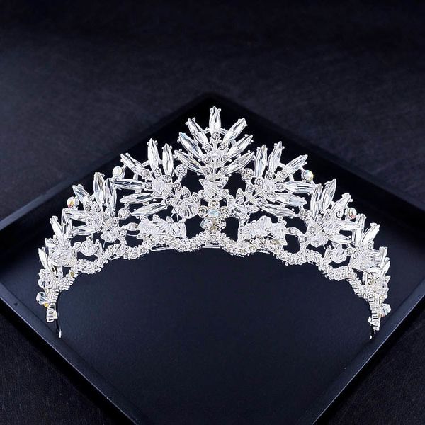 

handmade new high grade princess crown bridal headdress earrings rhinestone hair wedding dress accessories, Silver
