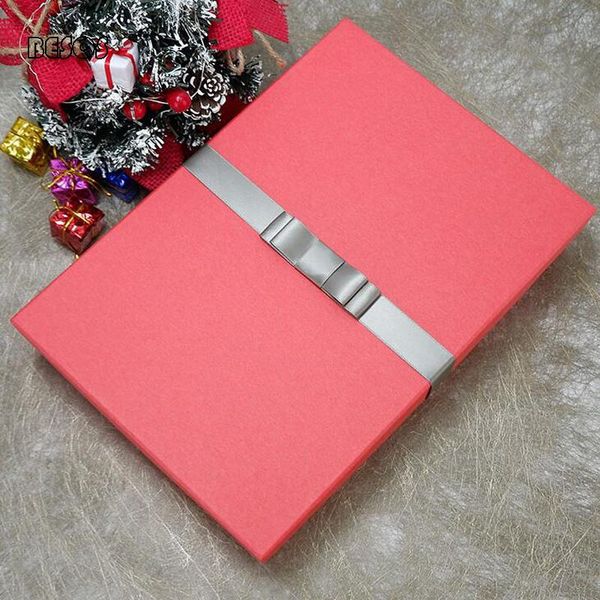 

gift wrap high-grade solid color bronzing silver double bow ribbon year celebration silk scarf shirt plus rectangular box b170d