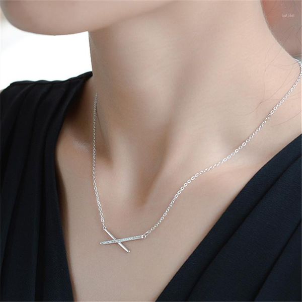 

925 sterling silver link chain cubic zircon charm pendant choker necklace for girl women statement jewelry gifts dz7731