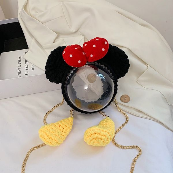 

hand female diy material acrylic hemisphere space diy woven woven bag transparent package wool crochet finished bag 3r6q7