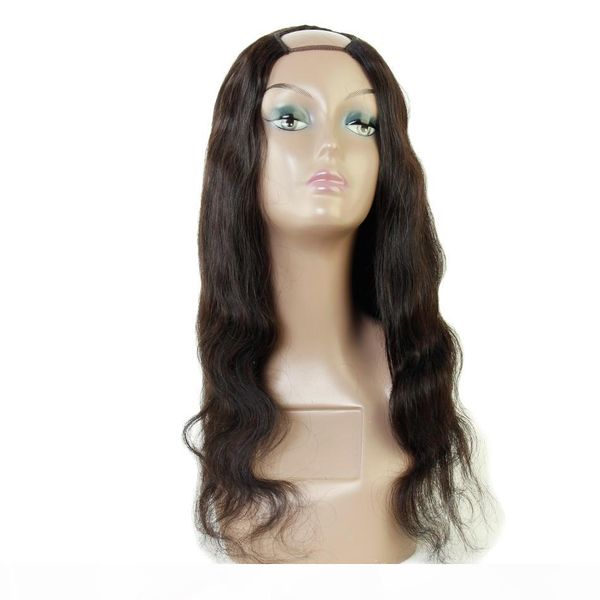 

human hair capless wigs body wave u part wig brazilian human hair wigs natural color can be dyed can be permed hairline, Black;brown