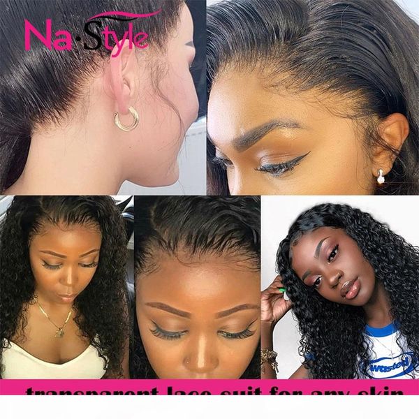 

4 r hd transparent invisible lace wig 360 curly long preplucked bleached knots natural peruvian remy, Black