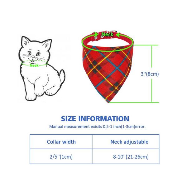 

dog cat bandana collar plaid pet accessories puppy scarf neckerchief collars adjustable for small dogs cats kitten chihu bbyxkx