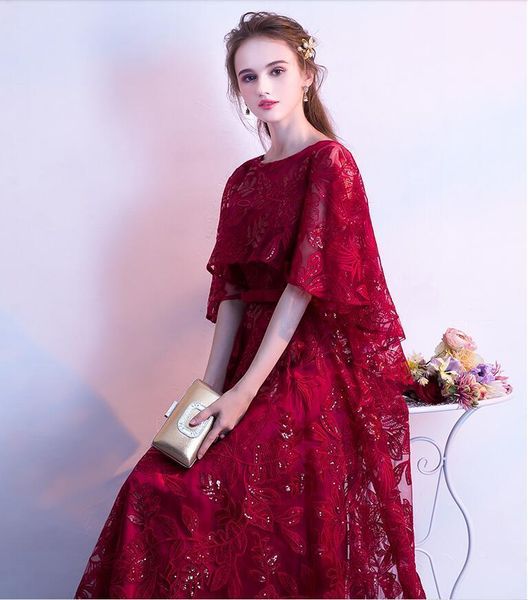 

lace sequin prom dress 2020 elegant cape sleeves graduation party gowns long evening dresses formal party gown vestido de festa1, White;black