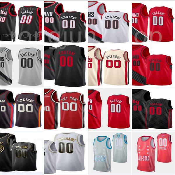 

printed 2022 new 75th city basketball jerseys 0 damian 3 cj lillard mccollum 24 norman powell 27 jusuf nurkic 33 robert covington larry nanc, Black;red