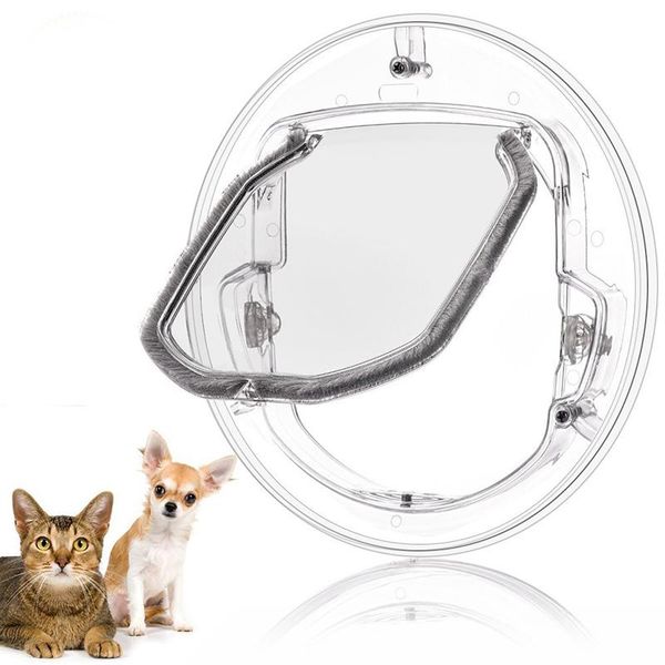 

dog houses & kennels accessories transparent pet flap door round shape plastic household cat gate lockable security entrance puppy hole supp