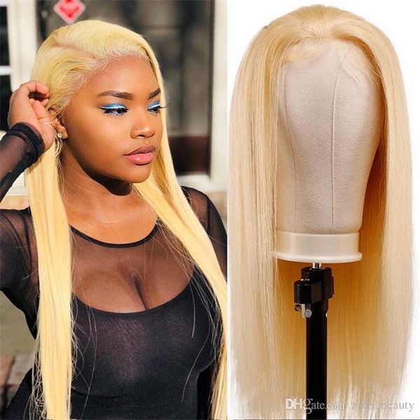 

long 613 blonde straight full lace wigs lace front wig human hair with baby hair transparent lace for black women brazilian peruvian, Black;brown