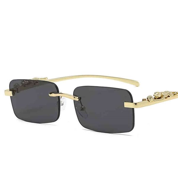 

73% off factory sale new frameless cut edge personalized leopard decorative sunglasses trend glasses, White;black