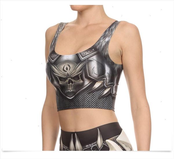 

new barbarian crop cosplay comic pattern women camis skull print tank colorful sleeveless tee vest, White