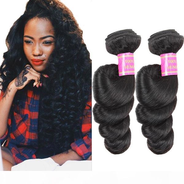 

wholesale 8a brazilian loose wave hair products unprocessed human hair weave virgin malaysian loose hair extensions dyeable natural color, Black