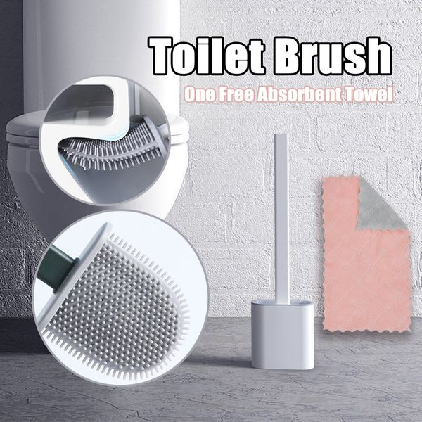 

brand new stylish and silicone with toilet holder creative cleaning brush set light durable