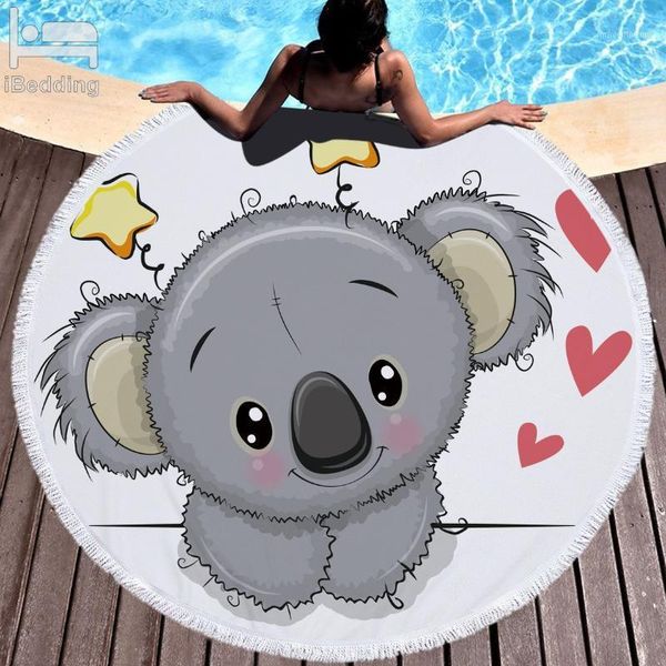 

cartoon gray little mouse printed microfiber round beach towel bath towels for adults kids yoga mat tassels blanket home decor1