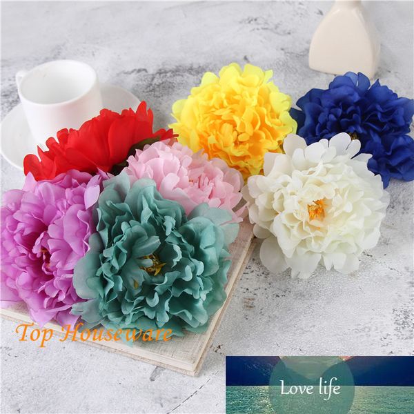 6 stücke 13 cm 7 Farbe künstliche seide dahlie pfingstrose blume kopf diy haar zubehör strohhut hausschuhe blume hochzeit wand dekoration