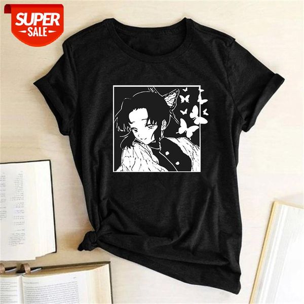 

demon slayer t shirt women graphic tees short sleeve streetwear kimetsu no yaiba print t shirt 2020 clothes japanese anime #vd7r, White