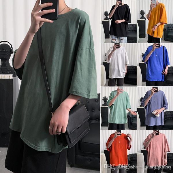 

summer hong kong style solid color short sleeve t-shirt men and womens cotton round neck trend new cotton jacket boys' half sleeve tide, White;black