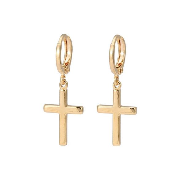 

Simple Cross Dangle Earrings For Men Women Pierced Ear Clip 2021 New Trend Lady Fashion Jewelry, Silver