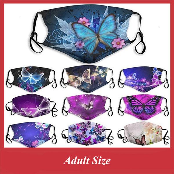 

uj0xbu fashion face supplies cute butterfly print dustproof anti smog adjustable washable reusable protective mask cycling masks 1 n