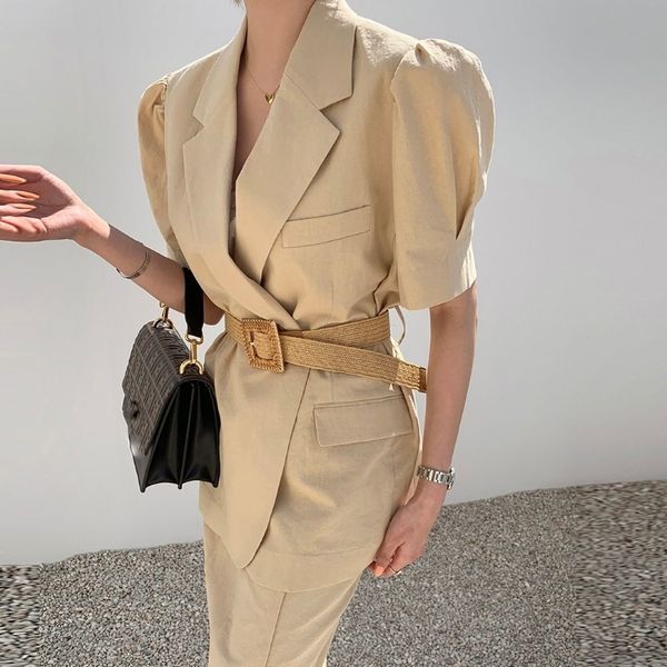 

wnkxu chic coattop ола темперамент французской моды однобортный костюм корейский сплит юбка одного из двух частей набора chic корейский ола, Gray