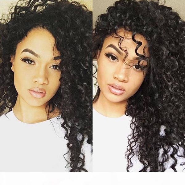 

glueless lace front human hair wigs for women brazilian wig 150% curly lace front wig with baby hair black non remy, Black;brown