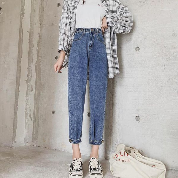 

the jeans female autumn 2020 new korean version of the thin old man leggings high waist relaxed autumn nine feet harem pants1, Blue