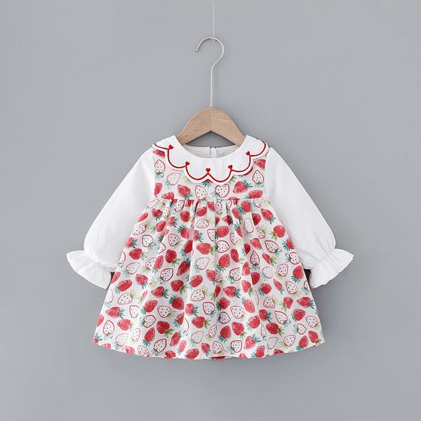 

2021 new princess elegant print baby girls birthday party toddlers kids clothes 0-3y 3lkh, Red;yellow
