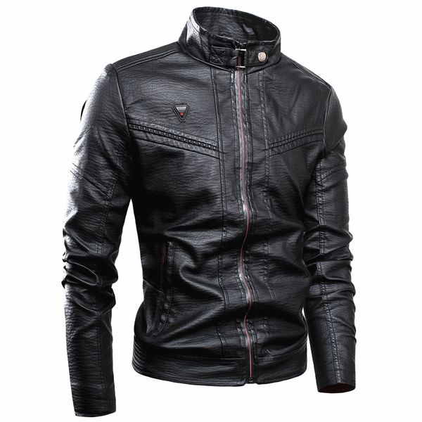 

spring new vintage punk casual style fleece jackets coat outwear fashion motor & biker faux leather jacket men