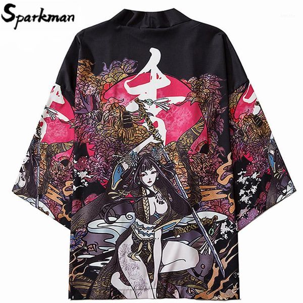 

japanese kimono jacket ancient china heroine harajuku 2020 hip hop men japan streetwear jacket summer thin clothing loose kimono1, Black;brown