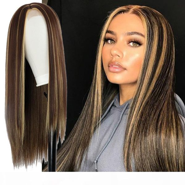 

13x4 highlight lace front human hair wig honey blonde brown pre plucked brazilian remy lace closure wigs for women unice hair001, Black;brown