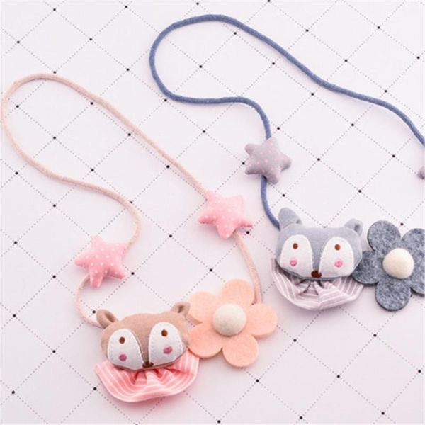 

pendant necklaces korea handmade cute star flower fabric children necklace for girls kids apparel accessories-hzprcgnl024f, Silver