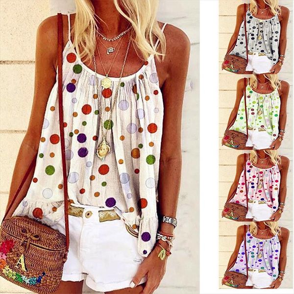 

2020 women summer boho casual beach printed leopard strip strap halter tank vest female plus sizes ladies shirt camis, White