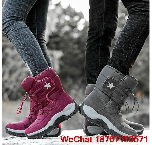 

2020 new mid-tube northeast waterproof non-slip winter outdoor plus velvet thick warm cotton shoes, Black