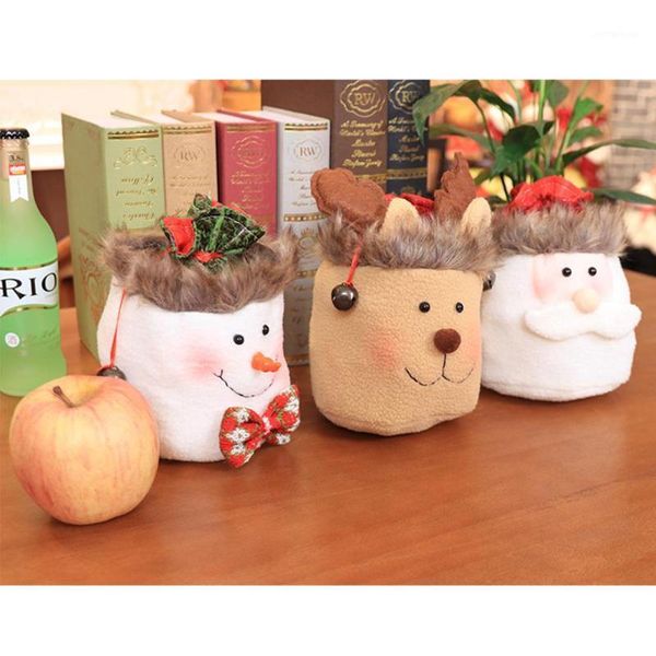 

gift wrap merry christmas apple bag santa claus snowman elk applique creative candy drawstring children festival party supplies1