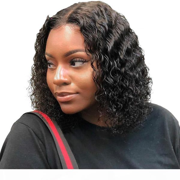 

human hair short lace front wigs curly pre plucked brazilian remy curly lacefront human hair short bob wigs with baby hair, Black;brown