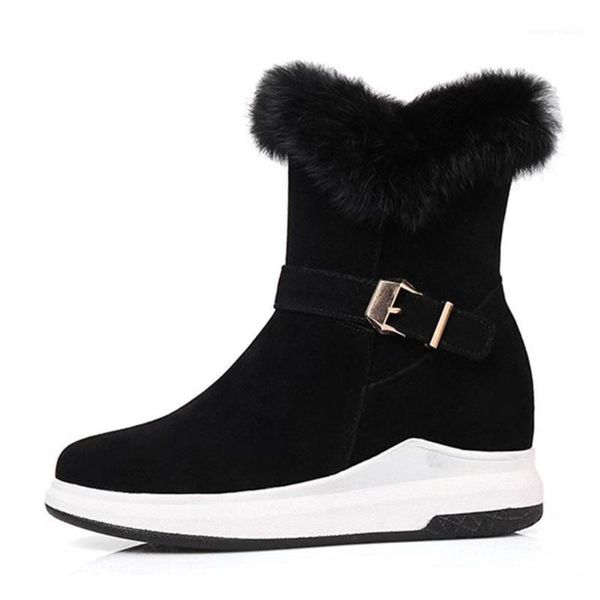 

large size 43 women platform snow boots warm short fur plush winter ankle ladies suede zip casual shoes female zapatos mujer1, Black