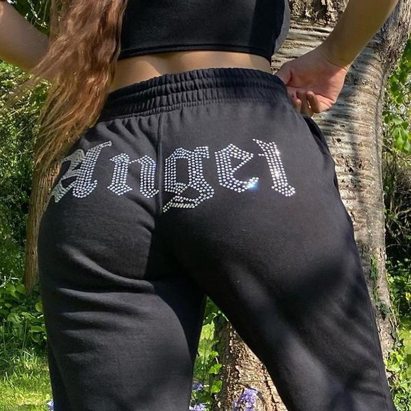 

glwow fashion sweatpants women 2020 winter pants woman street tide trousers clothes pantalon femme pantalones de mujer black l, Black;white