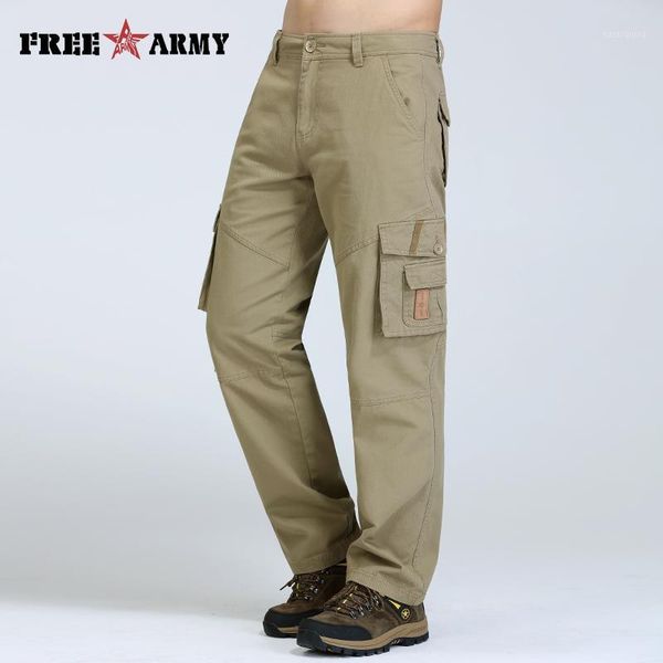 

rmy denim pocket man pants khaki casual men jeans loose straight male cotton trousers for men overalls autumn pants style1, Blue